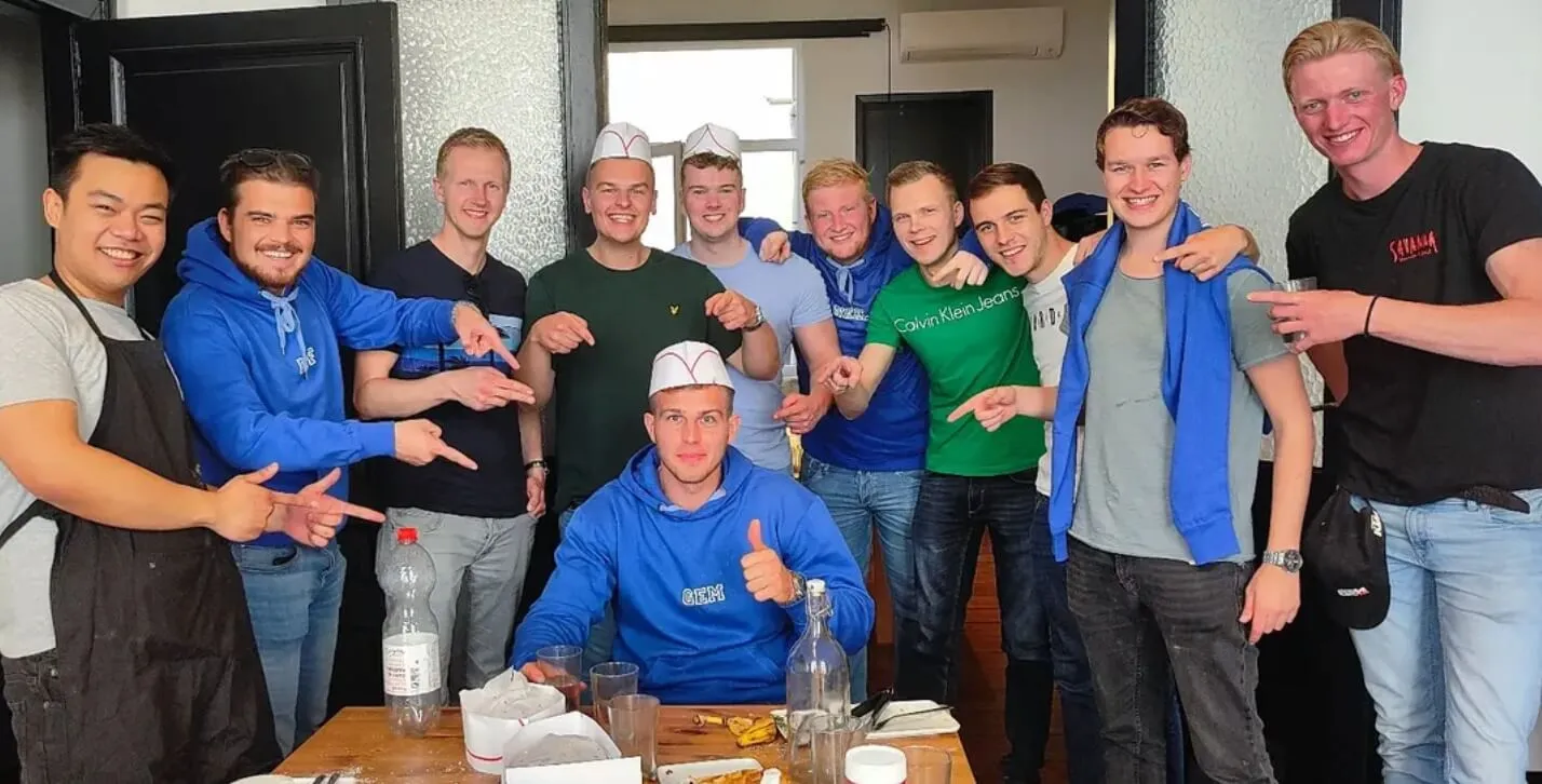 Stag do group enjoying a private waffle workshop in Ghent